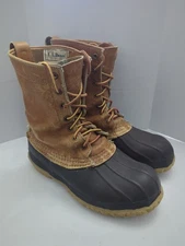 Vtg LL Bean Leather Duck Boots Sz 7 Muck Chore Barn Waterproof USA Made Gum Sole