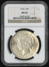 US Coin 1925 Peace Silver Dollar NGC MS65 NO RESERVE!