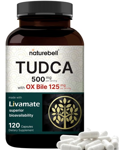 TUDCA 500Mg with OX Bile 125Mg per Serving, 120 Capsules – Bile Salts Support, 