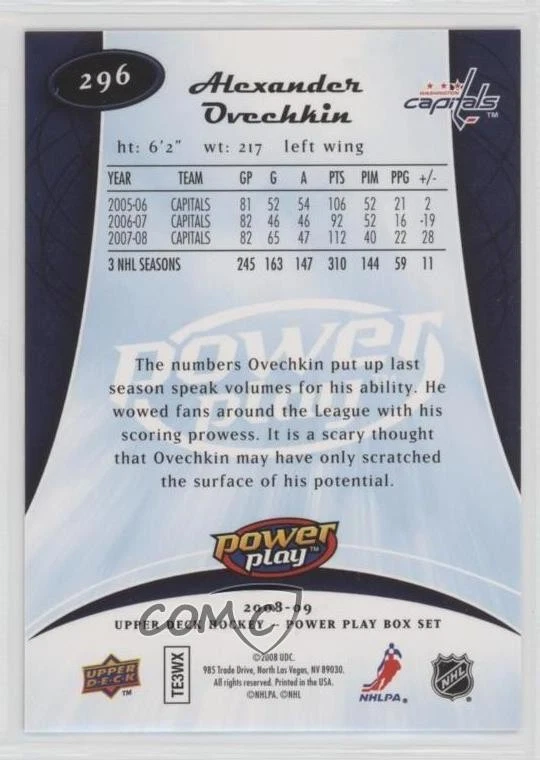 2008-09 Upper Deck Power Play Box Set Alex Ovechkin #296 - Image 2 of 2