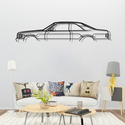 Metall Auto Wandbild, Oldtimer Silhouette Mercedes 500 SEC AMG Ansicht