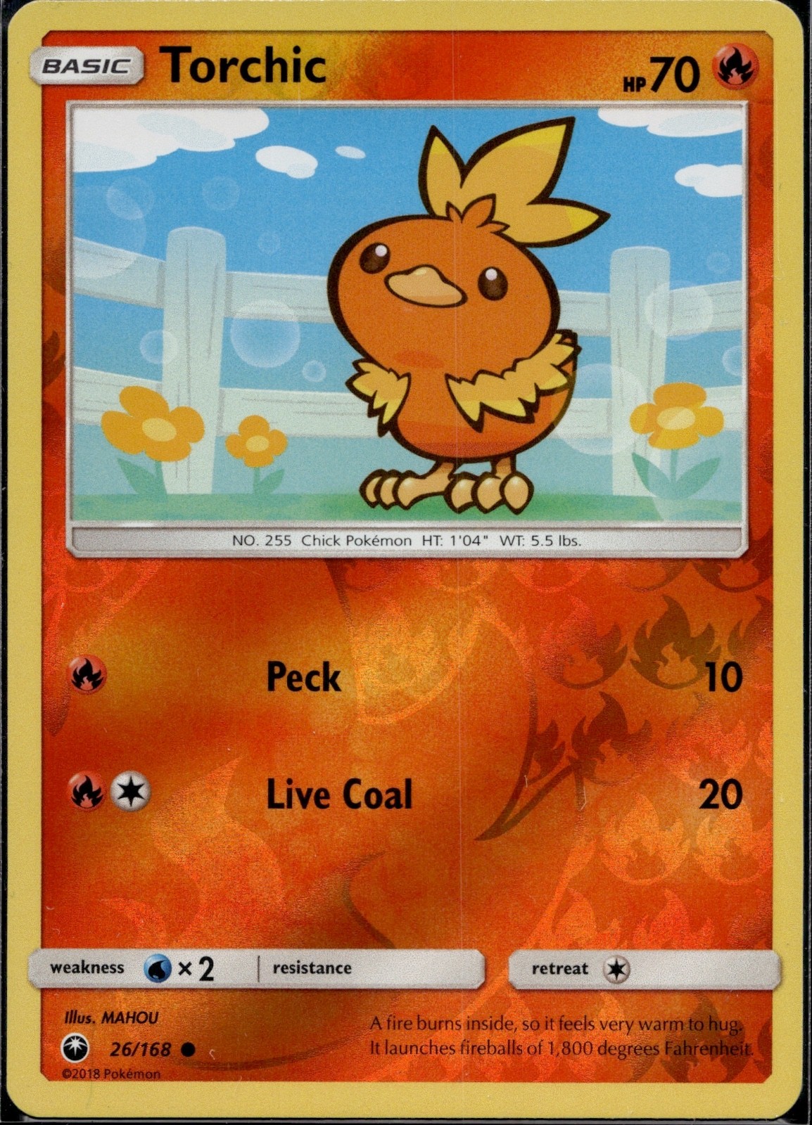 Torchic (26) Reverse Holo Common SM - Celestial Storm 26/168 NM