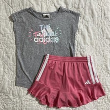 Girl's adidas Skort T-Shirt Set Outfit, Size: 7