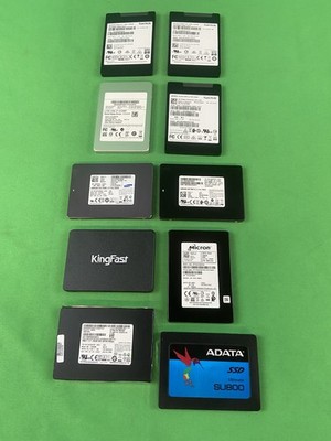 Assorted Lot of 10: 256gb SATA SSD 2.5''  SAMSUNG LITE ON ADATA KINGFAST SANDISK