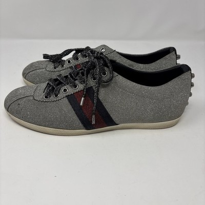 Gucci Bambi Web Silver Sparkle Sneaker - Size 9.5 US - Size 42.5 EU
