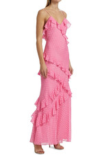 $795 Love Shack Fancy Size 10 Rialto Dress Carnation Pink Hearts Ruffle Maxi