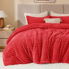 BEDELITE Fleece Twin Comforter Set -Super Soft Warm Fluffy Red Twin,