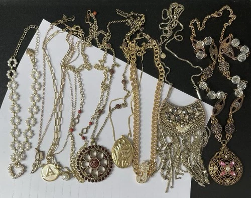Barse Avon Etc Lot of 10 Vtg To Costume Jewelry Necklaces Long Some Signed