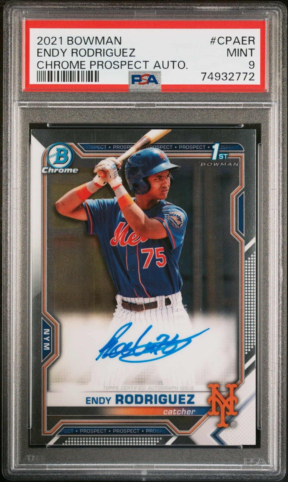 PSA 9 Endy Rodriguez 2021 1st Bowman Chrome Autograph Auto Pittsburgh Pirates