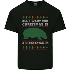 Hippopotamus Hippo Christmas Funny Mens Light Cotton T-Shirt