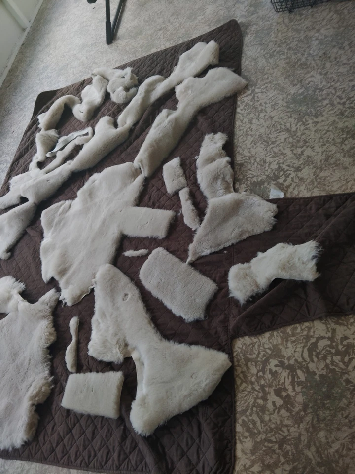 Sheep Skin Lot Scraps Crafting Art Upholstery Sewing Very Soft White Cream - Image 2 of 4