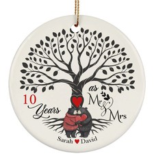Personalized Name Anniversary Ornament Custom Mr Mrs Bear Couple Love Gift