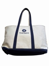 Vintage LL Bean Boat & Tote Bag Large USA Made Blue Canvas Long Straps