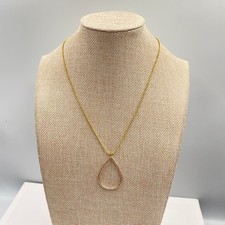 Adjustable Gold-Tone Fashion Stardust Open Teardrop Pendant Lobster Necklace