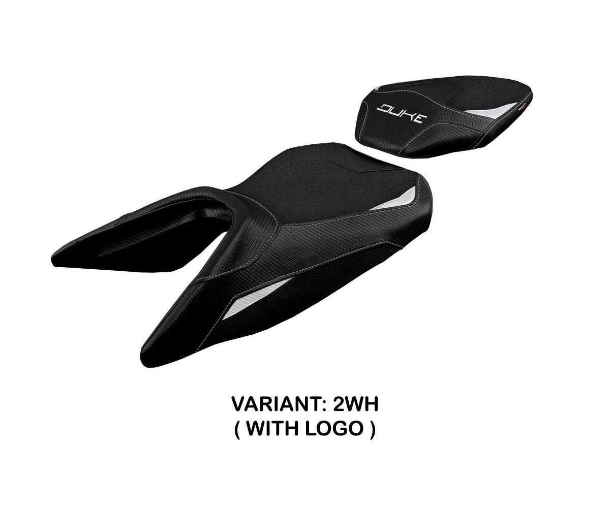 Seat saddle cover Mirje ultragrip White WH + logo TPZ KTM 125 Duke 2017 2026