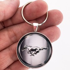 Vintage Ford Mustang Chrome Pony Badge Emblem Logo Reproduction Keychain