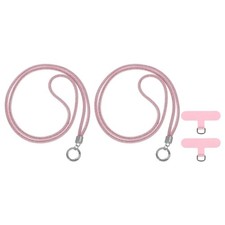 2Pcs Phone Chain Crossbody Lanyard Water Diamond Phone Strap with Tether Pink