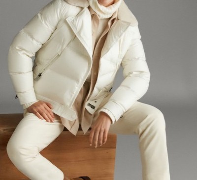 Massimo Dutti, Winterjacke, L, 38/40, Steppjacke, Daunenjacke, beige 