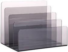 4 Compartment Acrylic File Organizer Holder Folder For Desk Clear Black