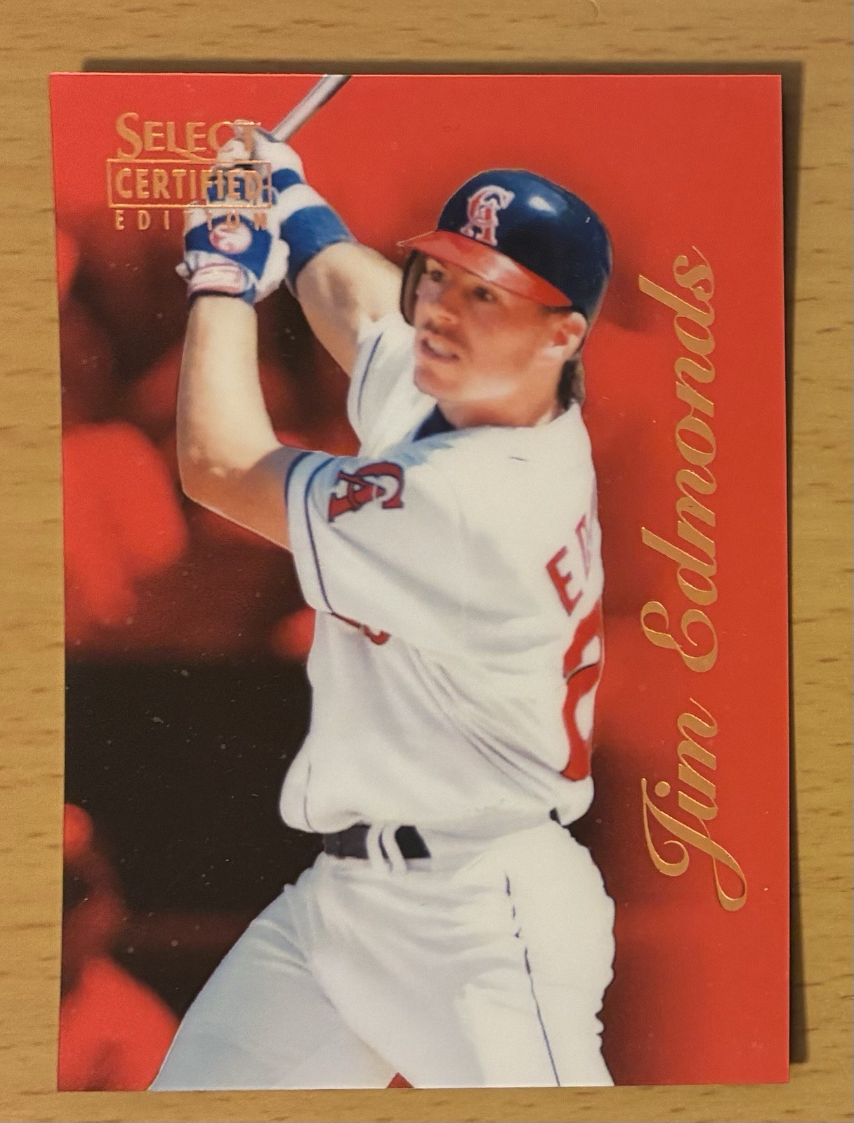 1996 SELECT CERTIFIED BASEBALL CERTIFIED RED JIM EDMONDS #75 ANAHEIM ANGELS 2