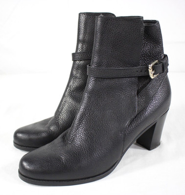 G2U LK Bennett Boots Women EUR 41 US 10 Ankle Heeled Pebbled Leather Italy Black