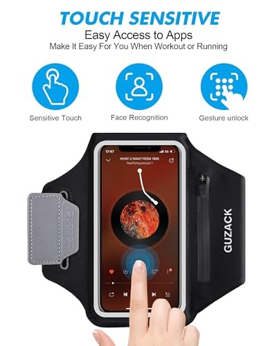 Running Armband with Earphone Pouch & Card Slot, Running M (10-16in) Black - Photo 6 sur 8