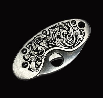 HAND ENGRAVED, NO Laser Engraving Spyderco Cricket Stainless Pocket Knife Scroll