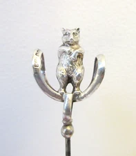 Antique Hatpin Silver Bear and Loops Pearce & Thompson