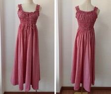 Women Doen U-neck Checked Sleeveless Tank Flare Midi Dress