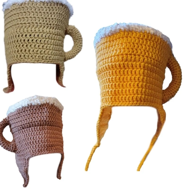 Knitted Hat Beer Mug Stein for Beer Lovers Cosplay Hat Crocheted Stein Beer