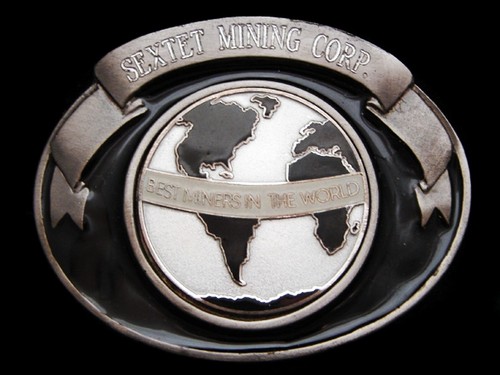 MI09131 *NOS* VINTAGE 1989 *SEXTET MINING CORP. BEST MINERS IN THE WORLD* BUCKLE