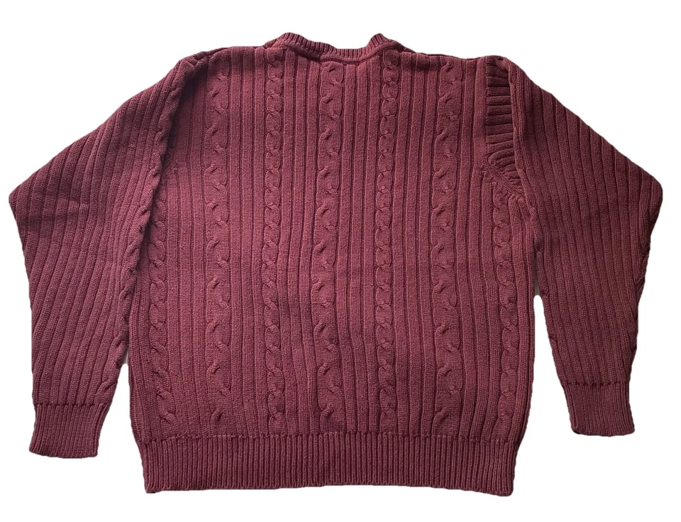 Suéter de Colección Años 90 Geoffrey Beene Grueso Algodón Tejido con Cable Pescador Abuelo Hombres LRG Foto 2 de 4