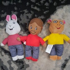 SET of 3 Arthur and Friends Plush Toys Buster Francine Arthur Stuffed Dolls EUC