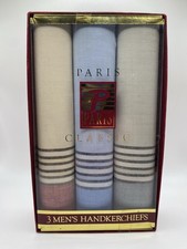 Men  s Vintage Paris Classic Handkerchiefs Lot Of 3 NIP Handkerchiefs