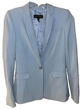 Escada Light Blue Blazer Jacket Size 32 Gold Color Hardware Single Button EUC  