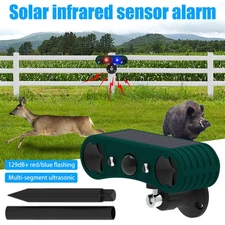 Solar Outdoor Wireless Motion Sensor Alarm 2*130db Loud Noise Maker 13 Sounds