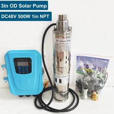 500W DC 48V 3" Solar Pump Submersible Pump Bore Deep Well Pump + MPPT Controller
