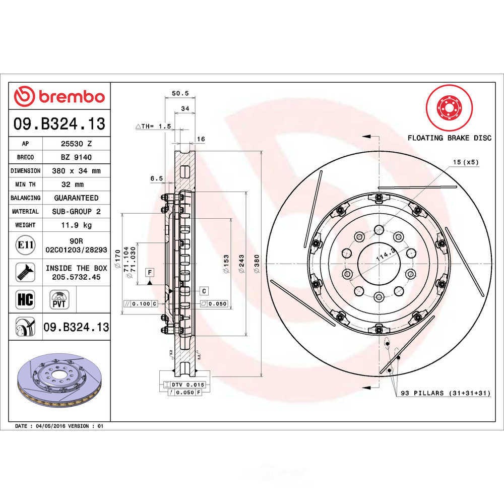 Disc Brake Rotor-Premium OE Equivalent Rotor fits 11-16 Aston Martin V8 Vantage