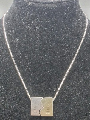 Vintage Denmark Anton Michelsen Sterling Silver Modernist Pendant And Chain