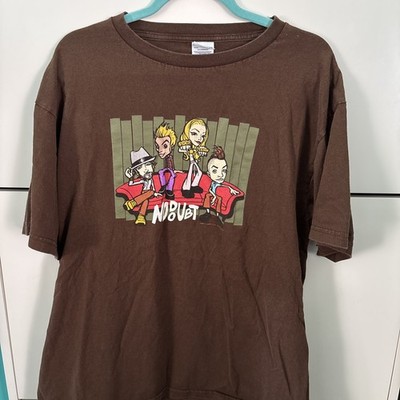 Vintage No Doubt Band Shirt Men s L Brown Graphic Gwen Stefani 2002 Y2K Tour