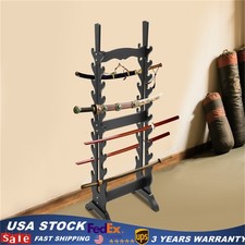 Black Sword Rack Display Mount - Floor Standing Medieval Display Decor Rack
