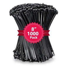 1000Pcs Black Zip Ties 8 Inch Bulk Cable Ties 8 In Heavy Duty Outdoor Nylon