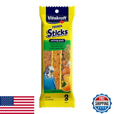 Vitakraft Crunch Sticks Variety Pack Parakeet Treats: Orange, Egg, Banana. 2.4 o