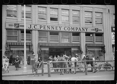Photo:Billings Montana 1939 J.C. Penney Storefront Horses Street Corner