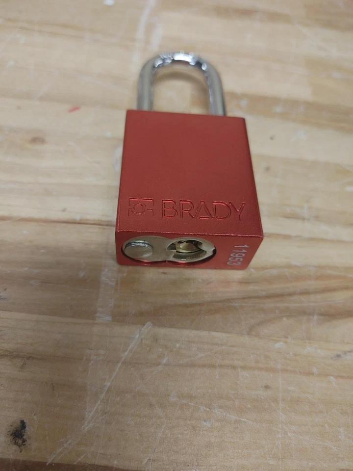 Brady Padlock Aluminum Red LOTO  Lockout Keyed Different 6 Pack Steel Shackle  - Image 3 of 4