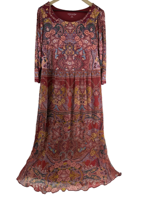 Soft Surroundings Niran Maxi Dress Red Paisley Boho Chiffon 3/4 Sleeves Womens L | eBay Soft Surroundings Niran Maxi Dress Red Paisley Boho Chiffon 3/4 Sleeves Womens L | eBay