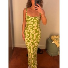 Reformation Yale Dress in Green Floral Lovebird 8