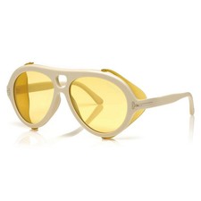 TOM FORD NEUGHMAN FT0882 25E Sunglasses Ivory Frame Brown Lenses 60mm