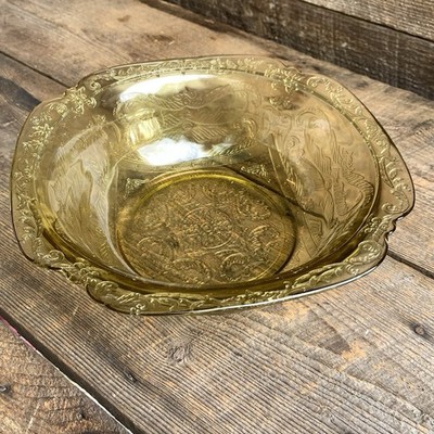 Yellow Glass Fruit Vegetable Bowl Recollections by Indiana 9  Vtg Tableware