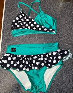 Kandi Kouture Dancewear 2 Piece Green &Polka Dot Set Convention Size CXL (10/12)